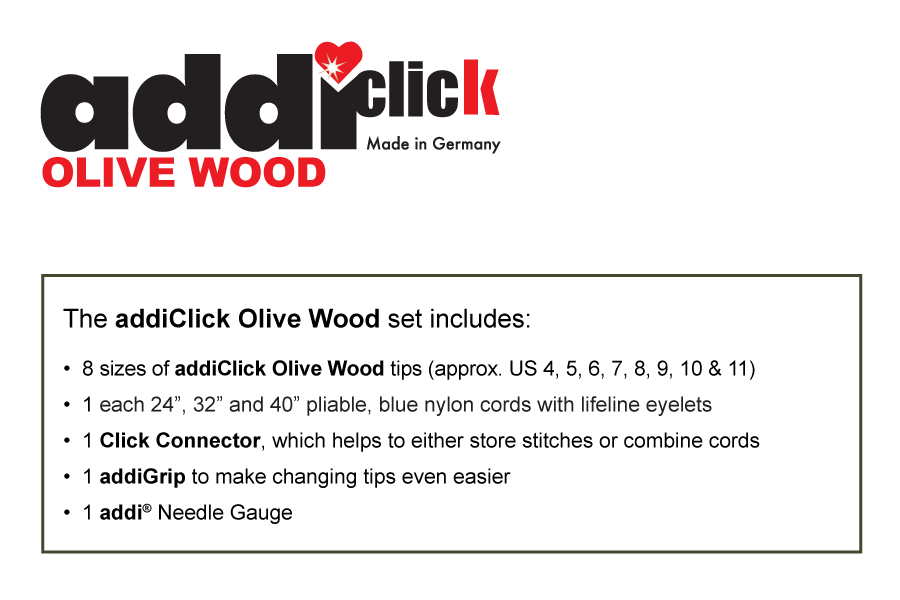 addiClick Set Contents - Olive Wood